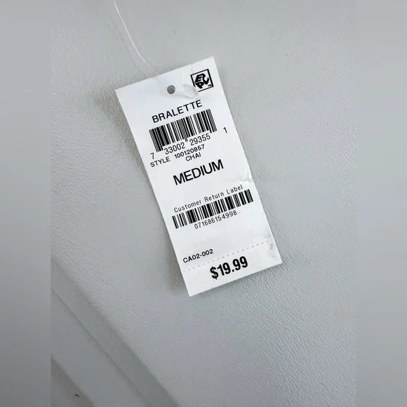 NWT Jenni On Repeat Wide Band T-Shirt Bralette With Lace Trim In Beige Size Med - Picture 8 of 8